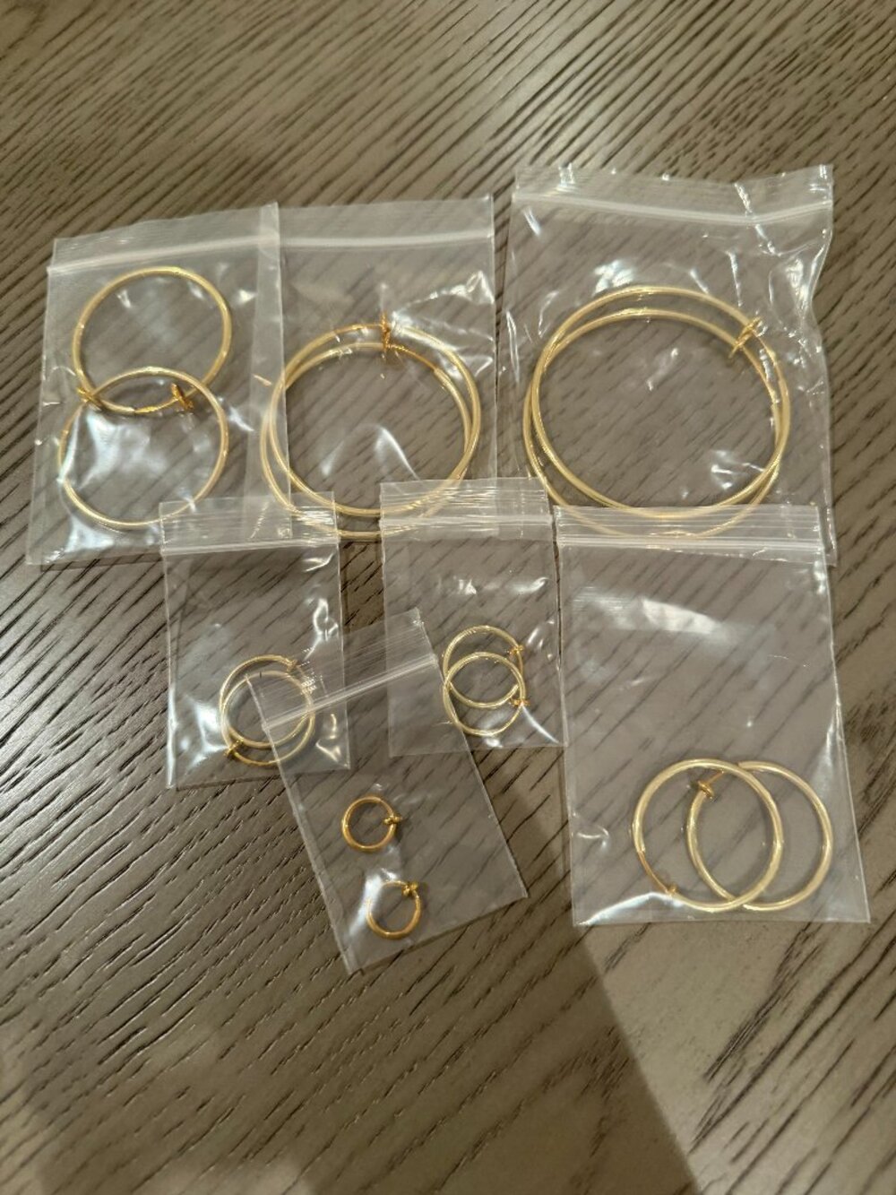 Earrings Hoop Gold Bundle of Seven Pair